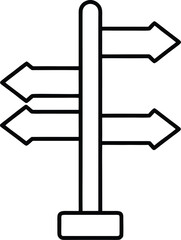 Poster - Simple line art of a vertical travel signpost with directional arrows isolated on transparent background