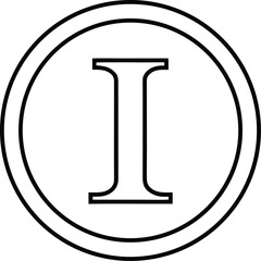 Poster - Bold lowercase letter i inside a circle outline icon isolated on transparent background