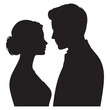 © Nur - Elegant silhouette of a bride and groom gazing lovingly at each other on their wedding day