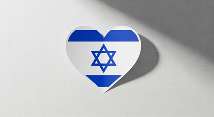 Poster - Heart shape with Israel flag on white background with shadow