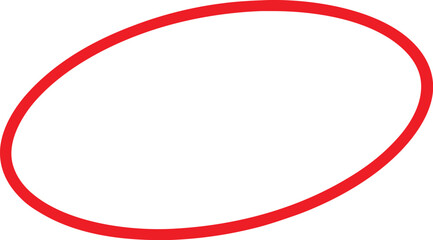 Poster - A single bold red line creates an imperfect oval shape isolated on transparent background