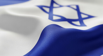 Poster - Waving Israel flag with Star of David close up detail