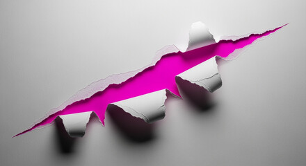 Poster - Torn paper with pink background and ripped edges