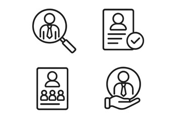 Poster - Headhunting icon set. Recruitment, career, job hiring concepts. Candidate search, resume, HR business symbols for web, mobile app. Staffing, employment, personnel selection.