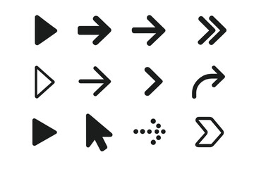 Fototapete - Diverse Arrow Icon Set. Bold Arrow Symbols, Directional Arrows, Navigation Cursor Icons Collection. Interface and Web Design Elements. Vector Illustration on Transparent Background