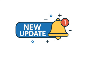 Fototapete - Modern Notification Bell Update Banner. Software Update Alert Icon. New System Upgrade Notification. Web Banner for Software Update Reminder. Vector Computer Notification. Update Alert Symbol.