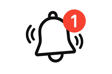 Fototapete - Notification Bell Icon with Alert Badge. Ringing Bell and Red Number Symbol for New Message, App Alert, Alarm Reminder, Smartphone Notification, Social Media, UI Design Element