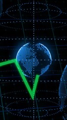 Poster - Green financial graph over digital animation of Earth and data points