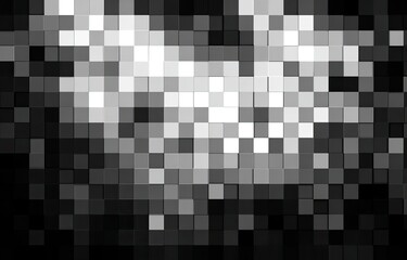 Poster - Abstract grayscale pixel art, digital background