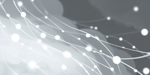 Poster - a grey and white gradient background with digital connection dots, a technology concept banner Generative AI