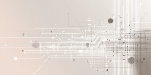 Poster - Abstract technology background with light gray and white colors, digital network connection structure with dots, lines, and circles Geometric shapes pattern for web banner design Generative AI