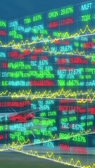 Poster - Animation of trading board and graphs over airplane landing on runway