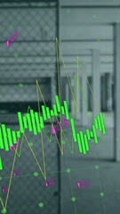 Poster - Animation of financial data processing over empty car park