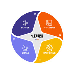 Poster - Circle chart infographic template with 4 options for strategy presentations. Vector illustration Eps	
