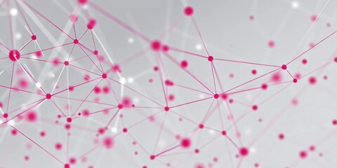Poster - Abstract technology background with connected dots and lines in light gray, white, and pink colors Modern digital network concept for website banner design Generative AI