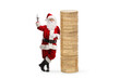 © Ljupco Smokovski - Santa claus leaning on a pile of coins and pointing up