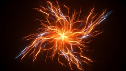 Wall Mural - Energetic orange and white flows outward in dark space, suitable for scientific or magical themes