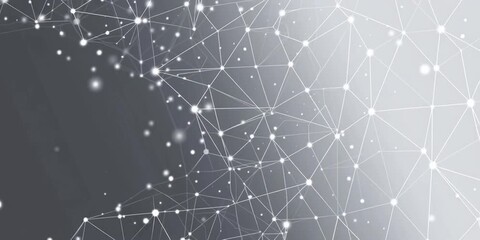 Poster - a grey and white gradient background with digital connection dots, a technology concept banner Generative AI