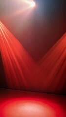 Poster - Stage lighting with red spotlights illuminating an empty venue for events, performances, or concerts.