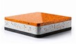 © Nicholas - white terrazzo empty low square podium with orange and black speckled surface smooth edges and raised white base product display isolated on white background