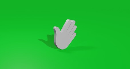 Poster - Isolated realistic white hand front view with shadow. 3d illustration on green chroma key background