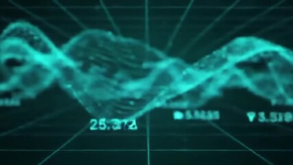 Poster - Abstract Teal Financial Data Flow On Dark Grid With Numbers And Graphs Perfect For Reports And Presentations