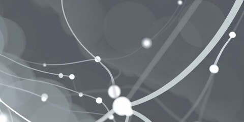 Poster - a grey and white gradient background with digital connection dots, a technology concept banner Generative AI