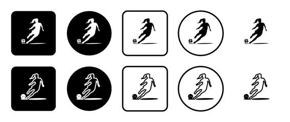 Poster - Icon set of female football symbol. Filled, outline, black and white icons set, flat style.  Illustration on transparent background