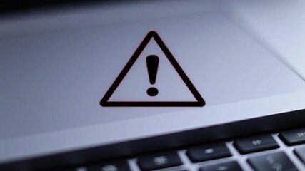 Poster - Warning Alert Exclamation Point Symbol on Laptop Screen Computer System Error