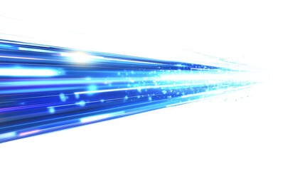 Poster - Futuristic light beam glitch effect in blue neon colors with data trail motion design isolated on transparent background 