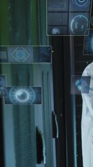 Poster - Animation of data processing over diverse it technicians by computer servers