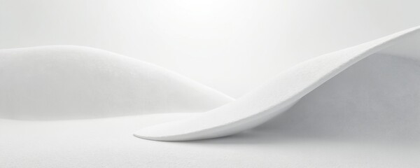 Poster - Minimalist abstract background with soft white and grey undulating shapes. Subtle noise texture creates depth. Ideal for graphic design, banners, posters, or wallpaper with plenty of copy space.