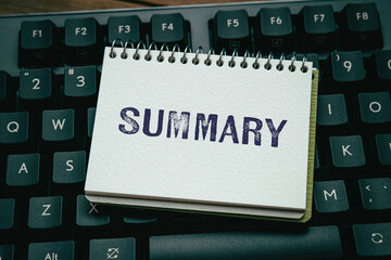 Poster - There is notebook with the word Summary. It is as an eye-catching image.