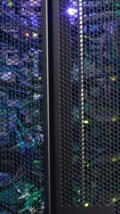 Poster - Video of close up of purple and green lights in computer server