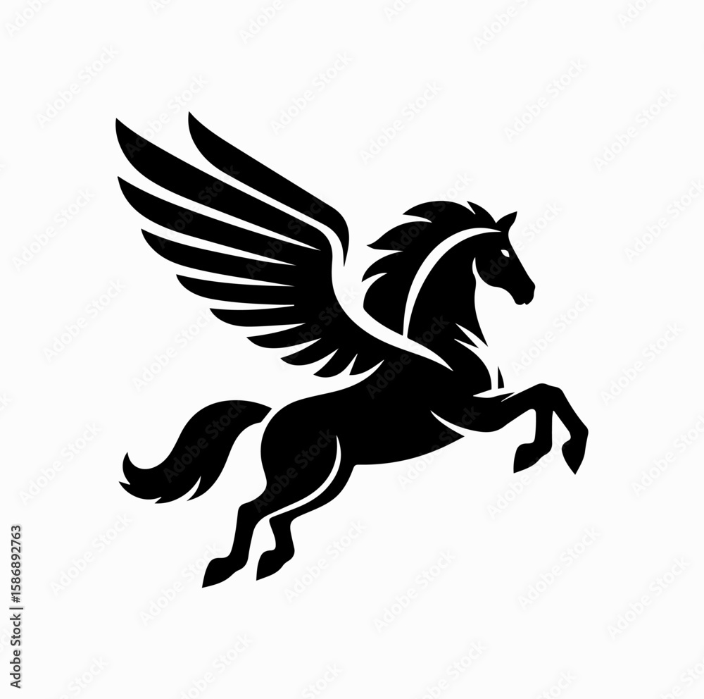Vector Silhouette Logo of Pegasus the Winged Horse – Greek Mythology ...