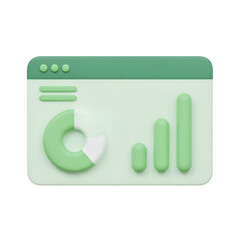 Poster - 3d illustration of a business analytics dashboard with charts isolated on transparent background