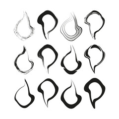 Poster - Abstract brushstrokes Vector. Organic ink shapes. Hand drawn texture. Black contour elements
