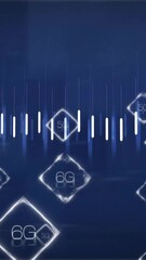 Poster - Animation of digital network with 6G and 5G symbols on blue background