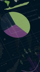 Aufkleber - Displaying financial data analysis, pie charts and graphs over world map animation