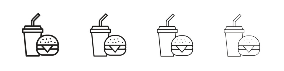 Fast food icon simple black vectors pack. Design infographic element