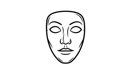 Poster - Vector vector illustration of a minimalist face mask drawing perfect for graphic design and halloween projects