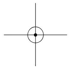 Poster - Precision Aiming Point Illustration: A Detailed Black Crosshair with Central Dot on Transparent Backdrop for Accurate Targeting and Focus in Design Projects and Presentations