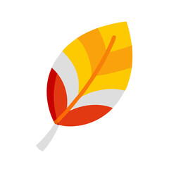 Poster - Vibrant Flat Design Illustration of a Leaf in Autumnal Colors with a Transparent Background, Perfect for Seasonal Designs and Nature-Themed Projects