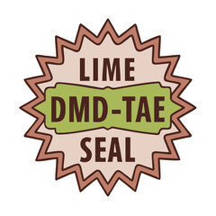 Poster - A Unique Lime DMD-TAE Seal Design with Earthy Tones, Showcasing a Distinctive Style and a Playful Combination of Colors and Shapes for Various Applications