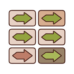 Poster - A Collection of Directional Arrow Icons in Earthy Tones Displaying Forward Movement and Navigation on a Neutral Transparent Background for User Interface Design