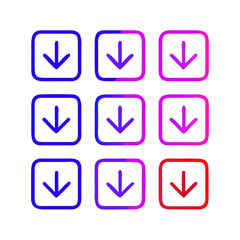 Poster - A Gradient of Downward Arrow Icons in Square Frames on a Transparent Backdrop Indicating Download, Direction, and User Interface Functionality