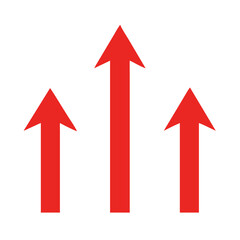 Poster - Ascending Red Arrows on Transparent Backdrop Symbolizing Growth, Progress, and Upward Trajectory in Business, Finance, and Personal Development Concepts