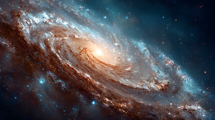 Wall Mural - Dazzling spiral galaxy with bright core and cosmic stars in deep space showcasing the beauty of the universe and its celestial wonders.