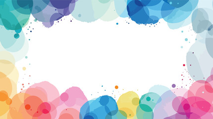 Poster - Colorful watercolor splashes frame a blank white space for graphic design and layout.