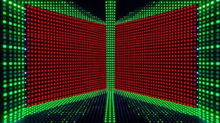 Poster - Abstract backdrop showcasing a futuristic corridor with glowing red and green dots, creating an immersive visual experience.